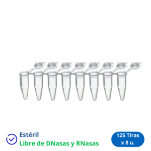 Tira de PCR 0,2 ml x 8 Tubos - Bolsa x 125 tiras (1.000 tubos)