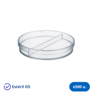 Placa de Petri 90 mm con 2 Divisiones - Caja x 500 Unidades
