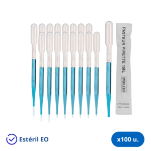 Pipetas Pasteur 1 ml Estéril Individual - Bolsa x 100 Unidades
