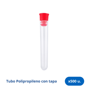 Tubo 12 x 75 mm Polipropileno con Tapón Rojo - Bolsa x 500 Unidades